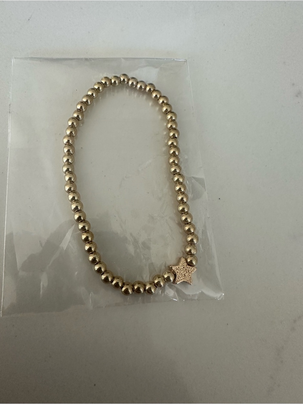 Gold Beaded Bracelet with Star Charm - Women Jewelry